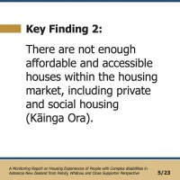 Key Finding 2:  There are not enough affordable and accessible houses within the housing market, including private and social housing (Kāinga Ora).  A Monitoring Report on Housing Experiences of People with Complex disabilities in Aotearoa New Zealand from Family, Whānau and Close Supporter Perspective 5/23